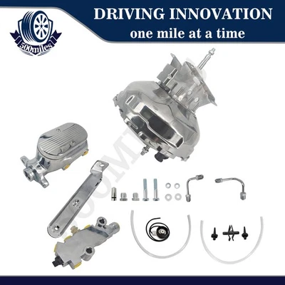 Truck 11” Brake Booster and Master Disc Drum For Chrome 73-93 Chevy GMC C10 K10 Foto 1 de 4