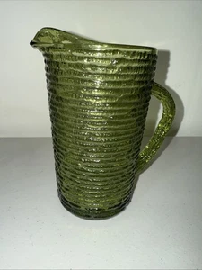 Anchor Hocking Lido Soreno Avocado Green Pressed Glass 7" Juice Pitcher Vintage - Picture 1 of 4