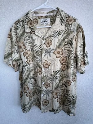 Free Planet Mens Large Beige Short Sleeve Button Down Hawaiian Shirt - Image 1 of 4