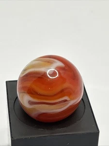 Vintage Akro Agate Peltier Christensen Swirl Glass Marble 1” Orange Flame - Picture 1 of 5