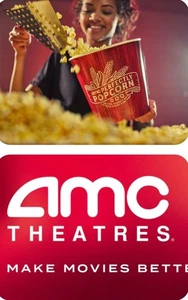 AMC Theatres® 2 Black Tickets, 2 Regular Drinks & 1 Regular Popcorn e delivery - Picture 1 of 1