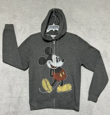 Disney parks  Mickey Mouse Big Logo Hoodie Parks Mens L Grey Sweatshirt Zipper - Image 1 of 4