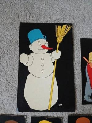 1960s Lot 13 Grandes Planches Cartonnées Jouet Ancien Jeu Figurine Maxi 27.5 Cm  - Photo 1/4