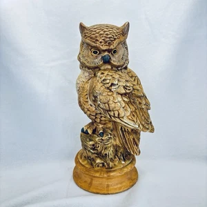 "Gran búho cornudo vintage 12"" de alto pintado a mano molde grande de cerámica 1983" - Imagen 1 de 6