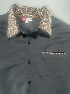 Y2K Trailer Park Boys Bowling Gepard Print Knopfleiste Herren L - Bild 1 von 8