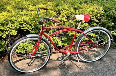 VINTAGE Red Schwinn Typhoon Cruiser 26" Bike Bicycle 1960'S Orig Paint & Decals - Image 1 of 4