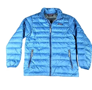 Patagonia Jacket Kids Medium 10 Blue Down Puffer Recycled Polyester STY68245 - Picture 1 of 10