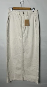 Reformation Jeans Skirt Womens 29 Creme High Waist Maxi Straight Front Slit New - Picture 1 of 8