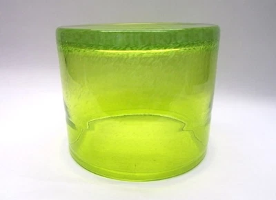 schwere Glas Vase smaragd grün mundgeblasen Glashafen Schale Rillen gesprenkelt - Bild 1 von 4