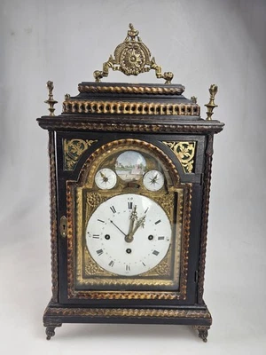 Antique Austrian Grande Sonnerie Mantel Clock With Calendar Verge Fusee — 第 1/4 张图片