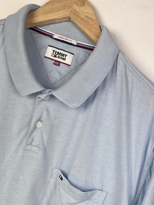 TOMMY HILFIGER POLO SHIRT Size 2XL Men's Lightweight Regular Fit Light Blue - Picture 1 of 5