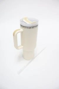 Taza de viaje Life is Beachy aislada de acero vaso de mano con pajita - taza de café - Imagen 1 de 7