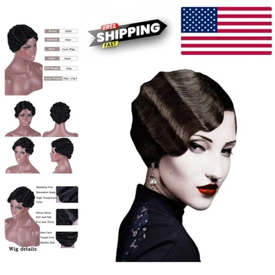 Colorful Curly Wigs for Women Short Vintage Style Heat Resistant Synthetic Fiber - Image 1 of 4