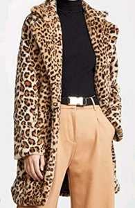 I. Am. Abrigo para mujer Gia Stefani estampado de leopardo talla mediana imitación piel de moda  - Imagen 1 de 11
