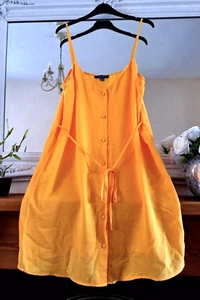 primark pretty yellow button front belted summer dress uk 16 brand new - Picture 1 of 2