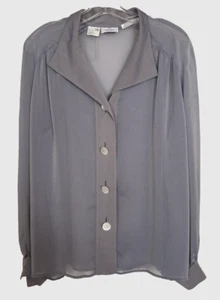 Blusa Top Gris Vintage Valentino Boutique Manga Larga Italia Talla 12 R3-O114 - Imagen 1 de 7