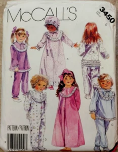McCalls sewing pattern 3450, toddler robe nightgown pajamas bonnet, size 6 girls - Picture 1 of 13