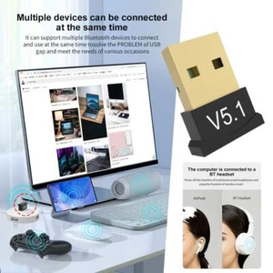 New USB Wireless Bluetooth 5.1 Adapter Dongle Transmitter EVT For PC D9R2 - Afbeelding 1 van 11