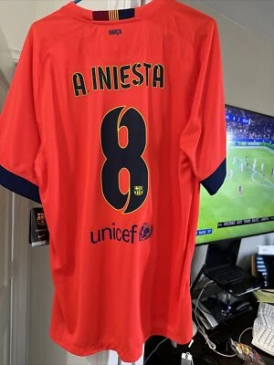 Nova Camiseta FC Barcelona Away ANDRES INIESTA #8 Kit Top CAMISETA 14/15 GG Nova Com Etiqueta - Imagem 1 de 4