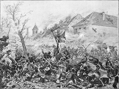 GUERRE de 1870/1871- BATAILLE et PRISE du BOURGET par les PRUSSIENS -Gravure 19e - Photo 1/2