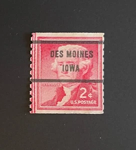 Des Moines, Iowa Type 71 Precancel - 2 cents Jefferson Coil - U.S. #1055 - IA - Picture 1 of 1