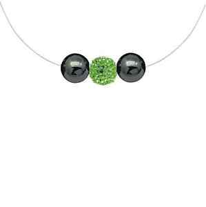 Collar Cristal Verde + 2 Bolas Hematita Hilo Nylon