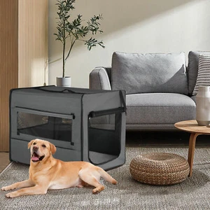 EUGAD Hundetransportbox Hundebox faltbare atmungsaktiv Transporttasche Grau - Bild 1 von 12