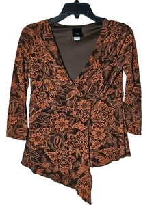 JTB Womens Floral Paisley Babydoll Blouse Size Small Asymmetrical Y2K Splice - Picture 1 of 6