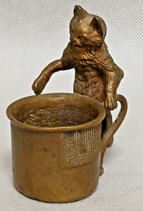 Superbe Bronze de Vienne Chat et tasse pyrogène - Picture 1 of 9