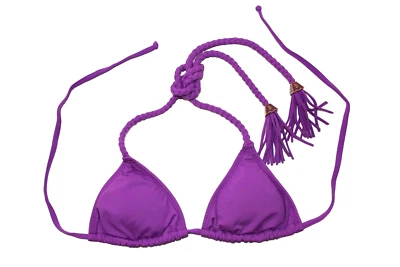 Despi Triangle Bikini top with Braided Tassel  sz S purple - Image 1 of 3