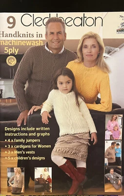 CLECKHEATON 9 Handknits In Machinewash 5 Ply Pattern Book 939 - Image 1 of 2