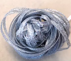 Craft knit sew Braid 10 metres 3mm (1/8") Narrow Sparkle Ribbon - Silver Glitter - Picture 1 of 4