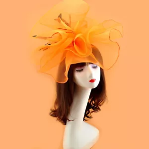 Hat Fascinator cilp Party Wedding Royal Ascot Race LARGE Feather Flower Hair - Picture 1 of 23