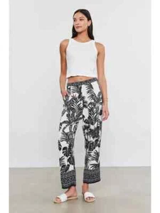 VELVET By Graham & Spencer Iris Palm Print Straight Leg Pant Black S $198 H12 - Picture 1 of 3