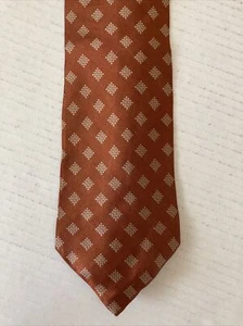 Nick Hilton Collection Men's Necktie Tie Italian Silk Sewn in USA Orange Squares - Picture 1 of 6