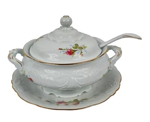 WALBRZYCH Moss Rose Soup Tureen, Matching Underplate & Ladle - Picture 1 of 16