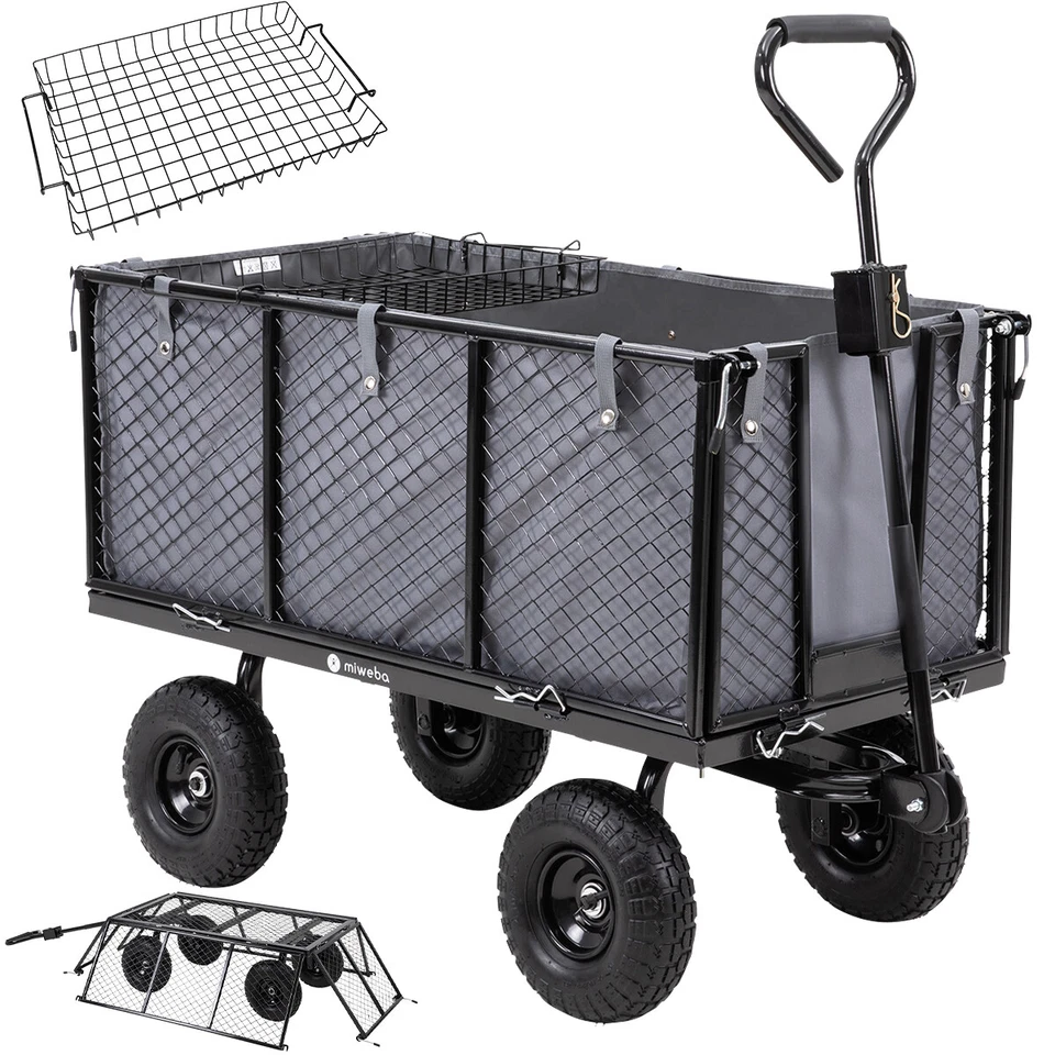 Bollerwagen Handwagen Klappbar Transportwagen Strandwagen bis 550 Kg Grau Grün - Bild 1 von 1