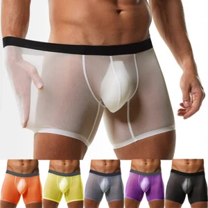 Calzoncillos boxer de pierna larga transpirables para hombre ropa interior de seda helada EE. UU. - Imagen 1 de 30