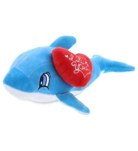 DolliBu I LOVE YOU Baby weicher blauer Plüsch-Delfin Valentinstag Stofftier 11,75 Zoll - Bild 1 von 6