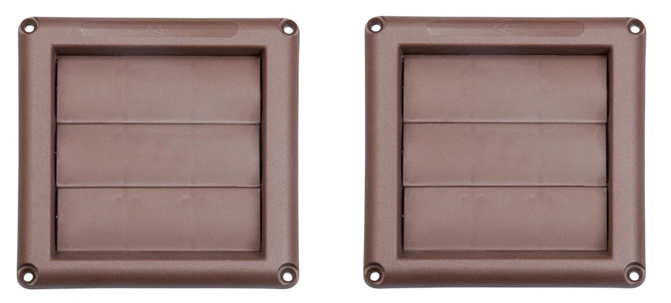 2 pack Deflecto 4" Brown Plastic Replacement Louver Dryer Vent Face Hood - Image 1 of 1