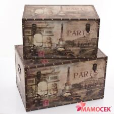 BAULE Bauletto contenitore legno Parigi Paris scatola arredo portaoggetti shabby