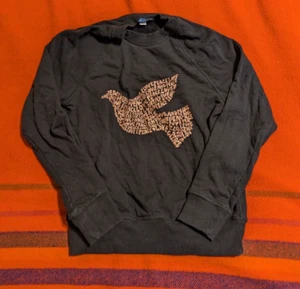 Spiritual Gangster Sweatshirt S Peace Love Dove Bird graphic Black crew neck - Picture 1 of 6