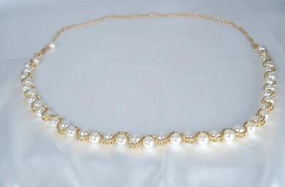 Handmade White Pearl Belt Skinny Bridal Sash Wedding Dress Belt Bridesmaid USA - Image 1 of 4