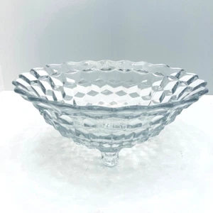 Vintage Fostoria American Clear Cubist Glass 3 Footed 10” Fruit/Serving Bowl - Picture 1 of 9