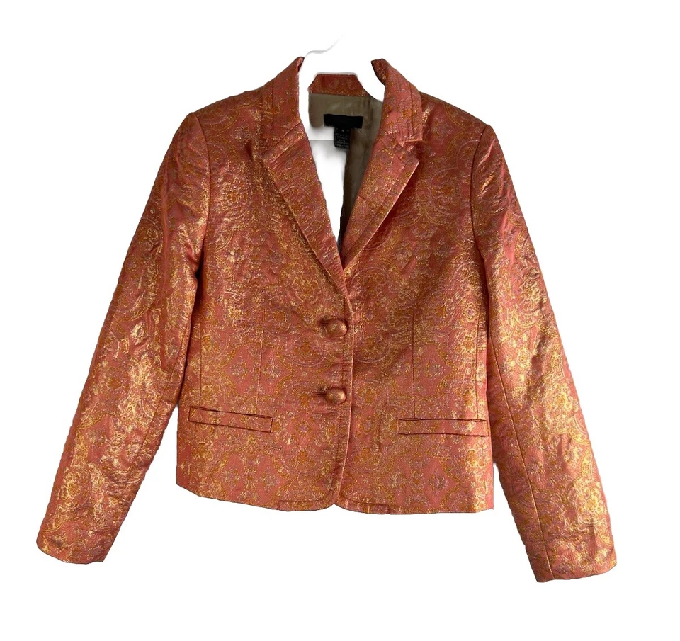 复古 Y2K J. Crew Collection 真丝提花佩斯利西装外套学院风 — 第 1/4 张图片