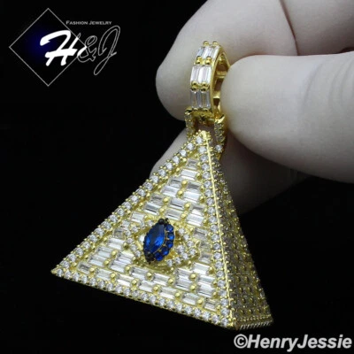 COLGANTE PIRÁMIDE EGIPCIA 3D CHAPADO EN ORO CIRCONITA ESTERLINA 925 PLATA ESTERLINA ICY BLING*GP312 Foto 1 de 4