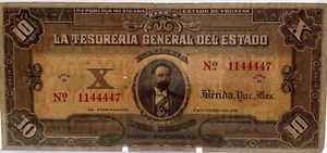 10 Pesos Estado De Yucatan La Tesoreria General Del Estado Serie D Note. 100 - Picture 1 of 8