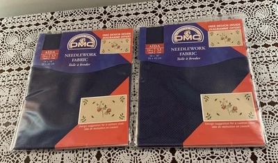 Two Packages of DMC Aida Cloth 14 Count Navy Blue 14 x 18 Inch For Cross Stitch - Image 1 of 4