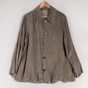 CP Shades San Francisco Shirt Blouse Sz Small Gray Button Up Velour Relaxed - Picture 1 of 9