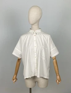 EWA I WALLA AW19 White Lagenlook Short Sleeve Button Up Blouse Tunic Shirt - Picture 1 of 20